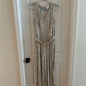 New with tags! Calvin Klein Gold Sequin Jumpsuit Size 12